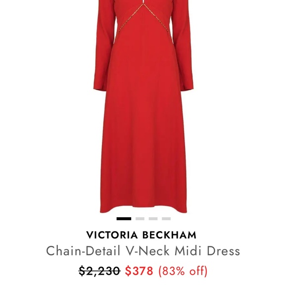 Victoria Beckham red v neck midi dress nwt - Picture 8 of 8